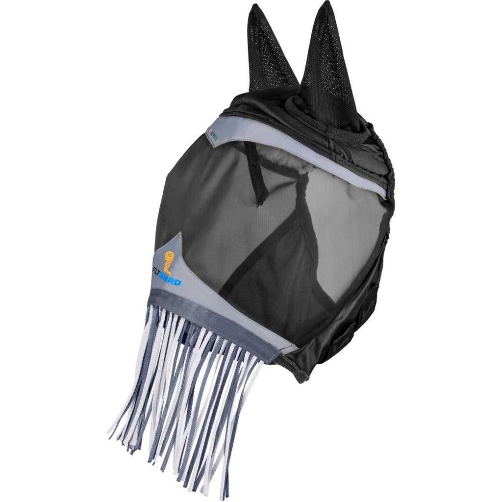 Maska przeciw muchom FlyGuard by Shires Pro Fine Mesh z uszami i frędzlami, kolor czarny