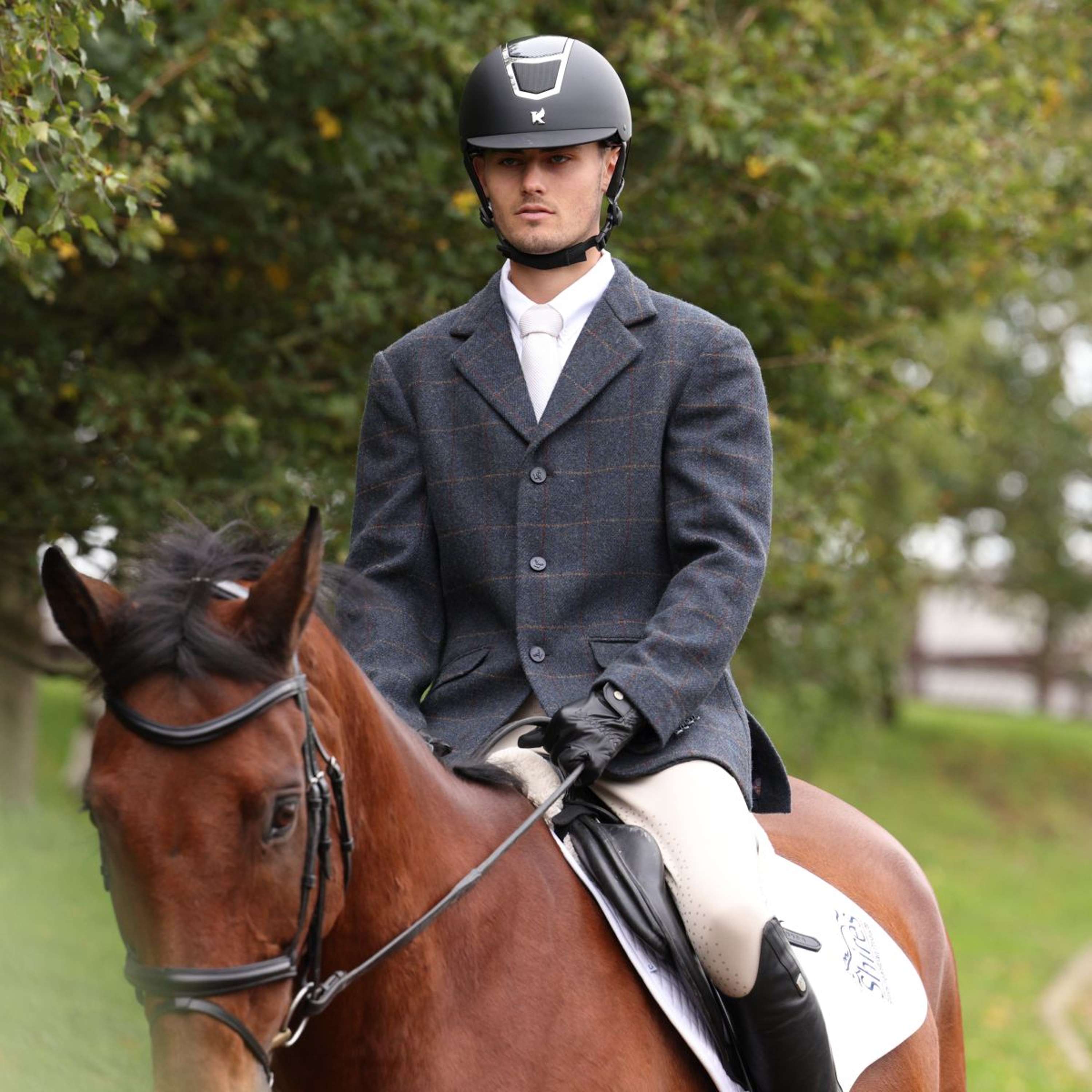 Aubrion by Shires Męska kurtka konkursowa Saratoga Juniper Navy Check