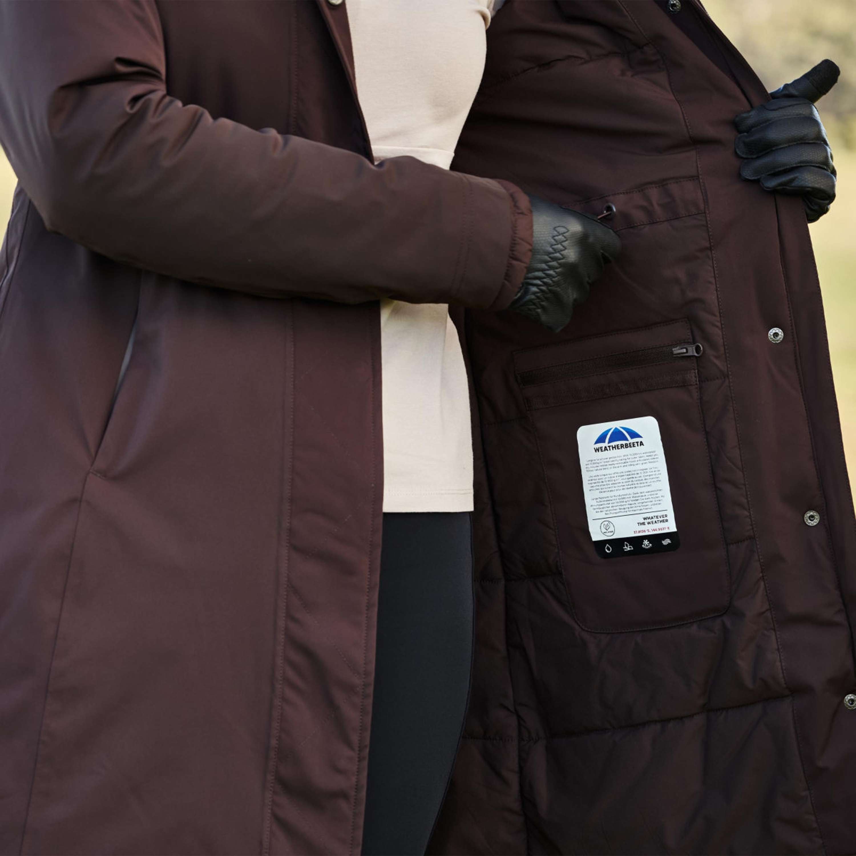 WeatherBeeta Długi Płaszcz Protect Waterproof Insulated Longline Espresso