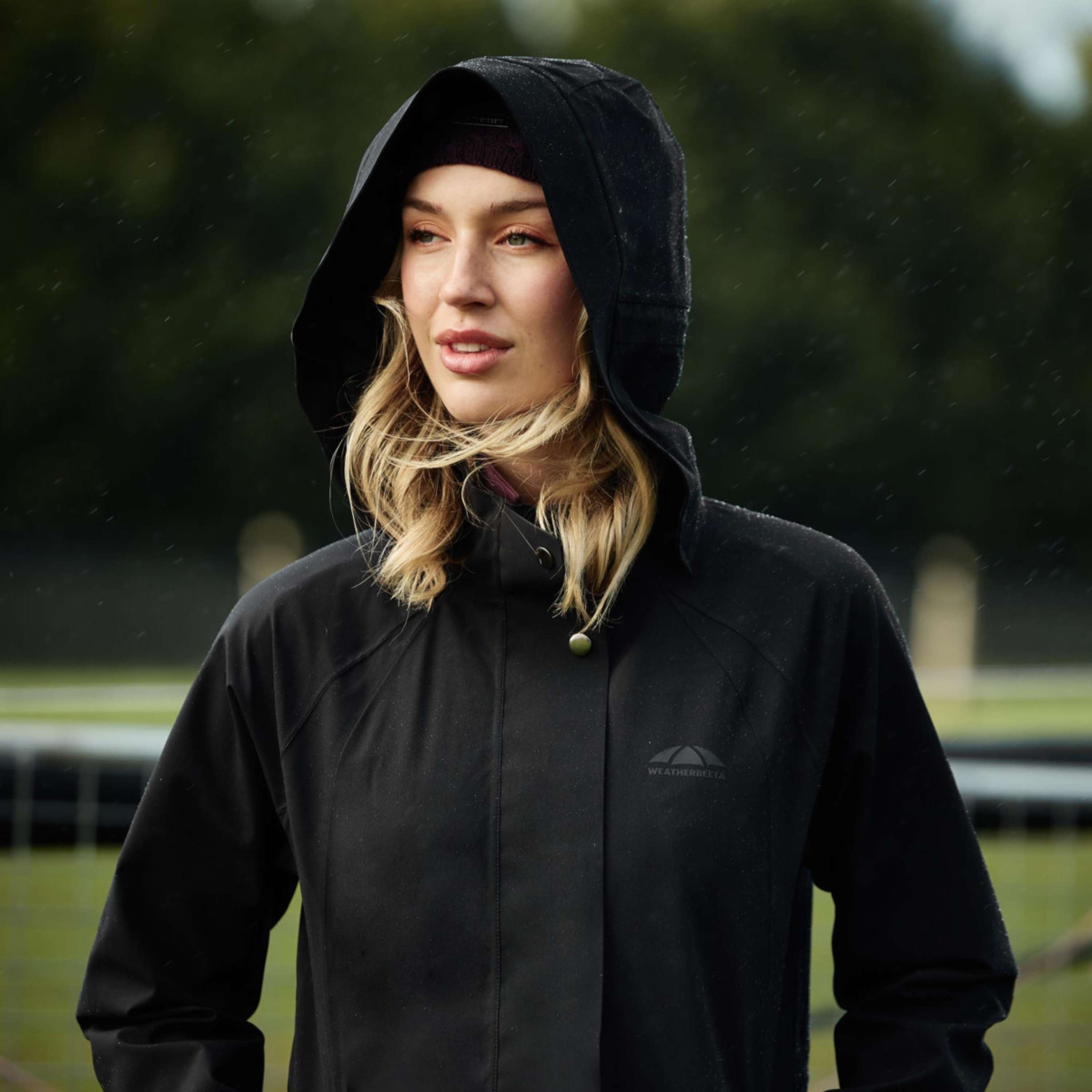 WeatherBeeta Długi Płaszcz Windbreaker Reflective Longline Czarny