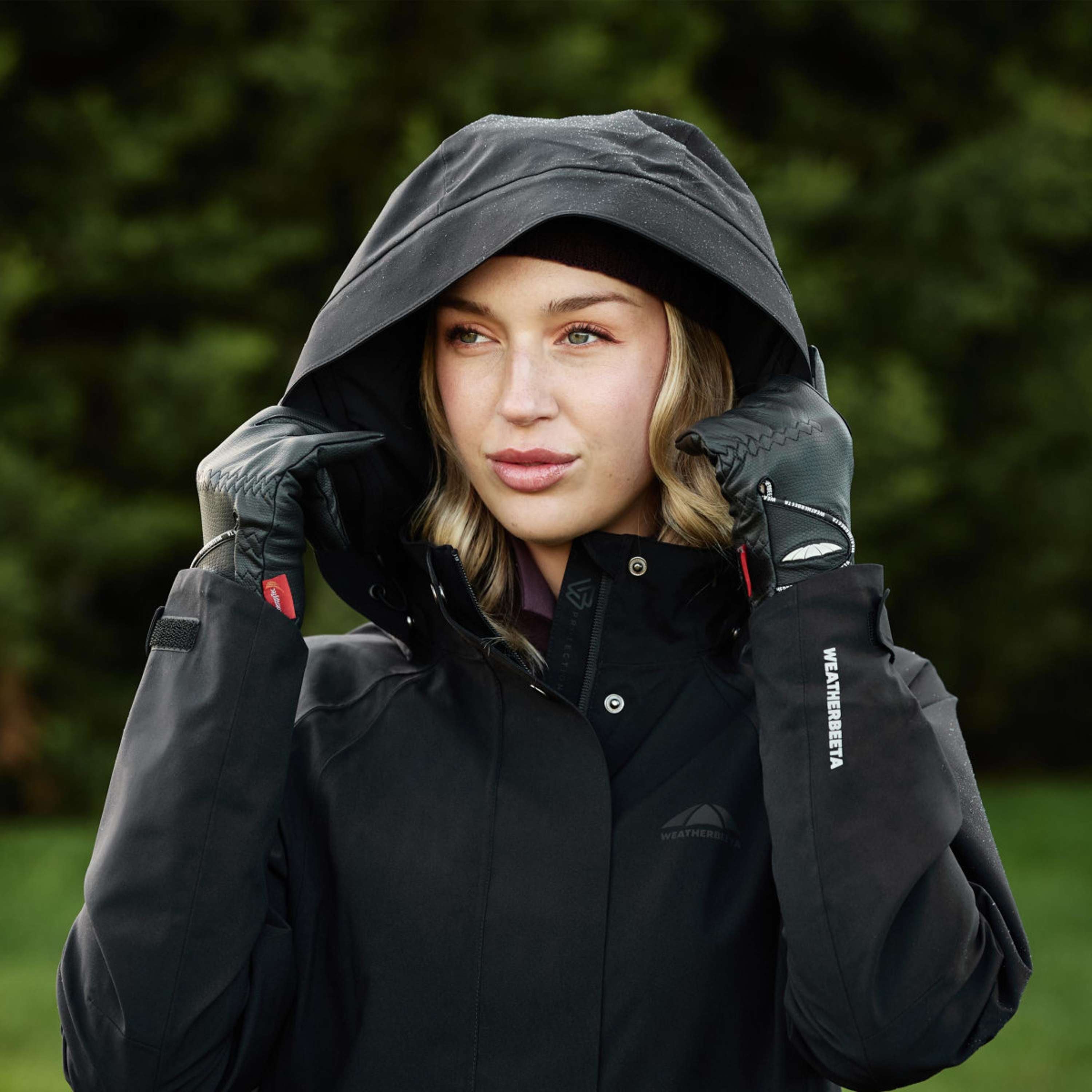 WeatherBeeta Długi Płaszcz Windbreaker Reflective Longline Czarny